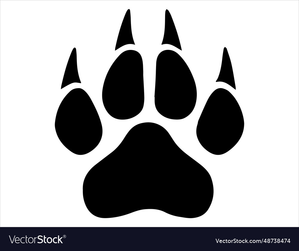 Panther paw silhouette art Royalty Free Vector Image