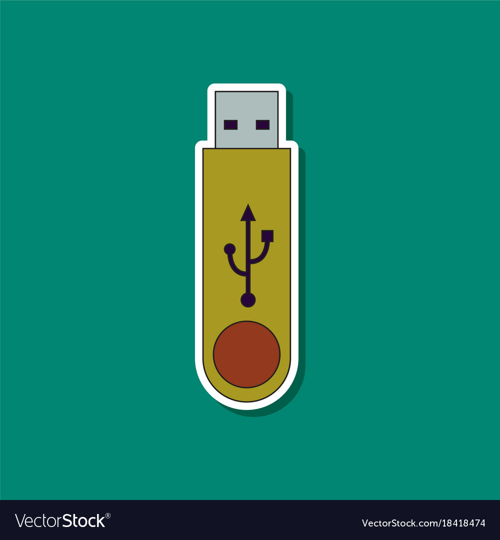 Paper sticker on background of flash drive