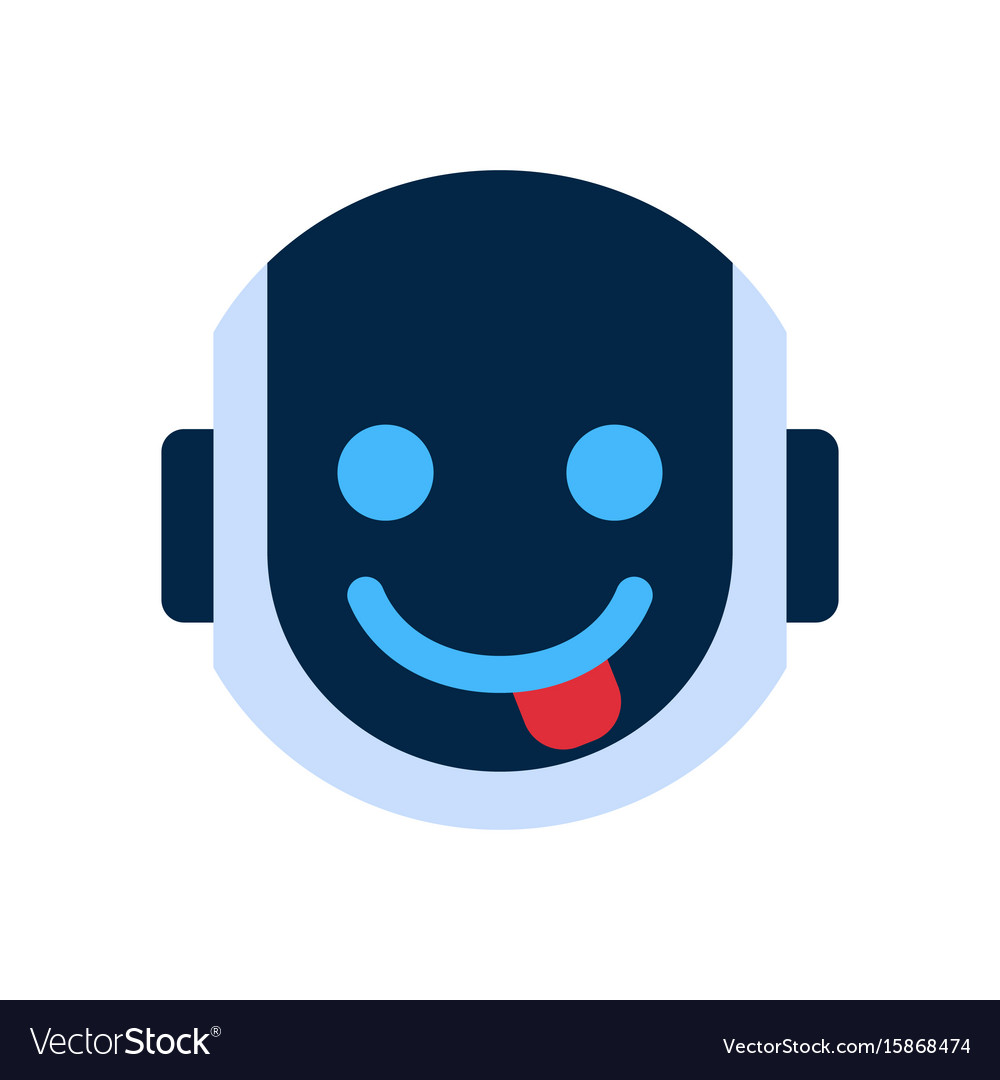 Robot face icon smiling showing tongue