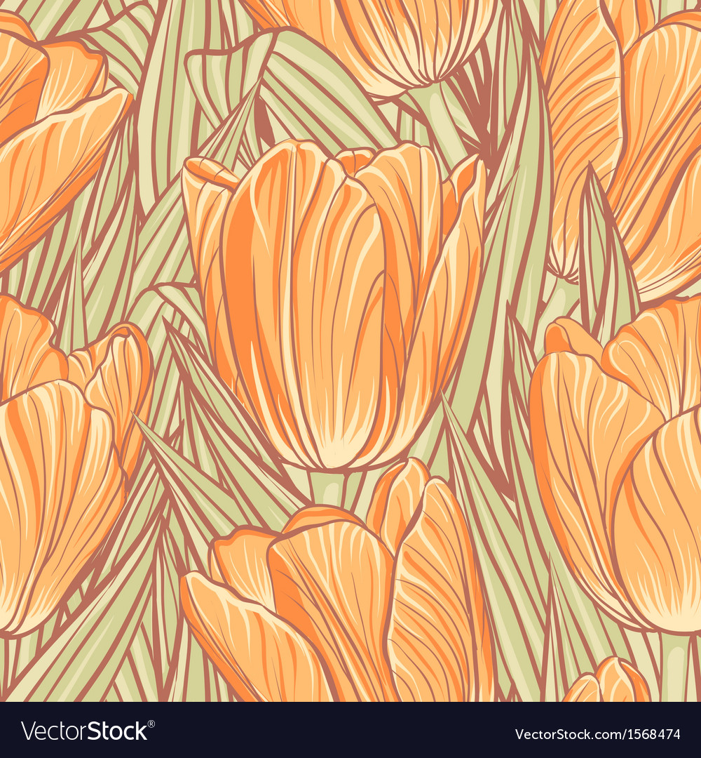 Seamless pattern with tulips