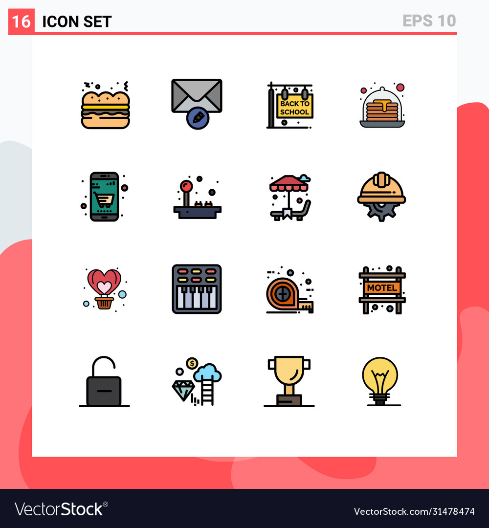 Set 16 flat color filled lines on grid
