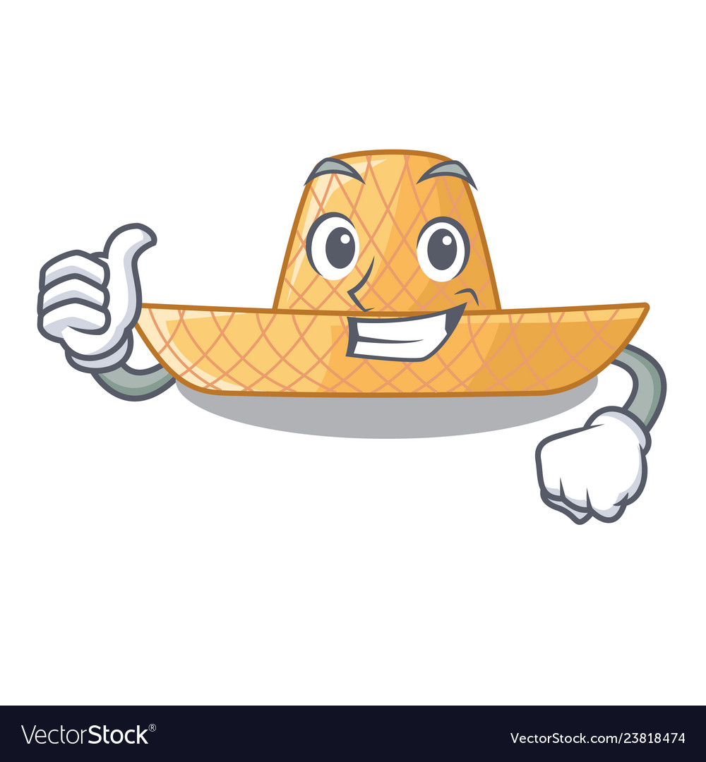 Thumbs up straw hat in the shape mascot