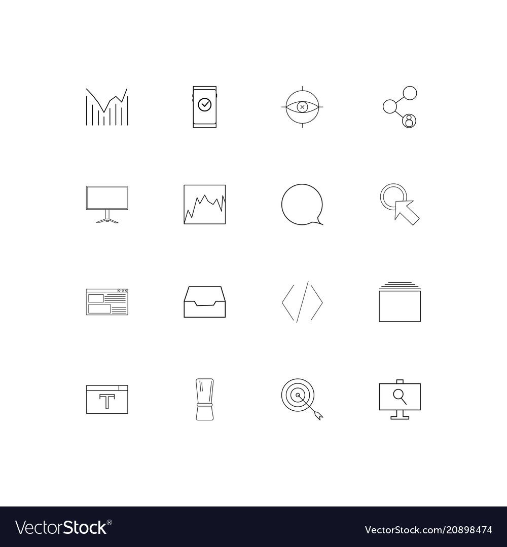 Web linear thin icons set outlined simple