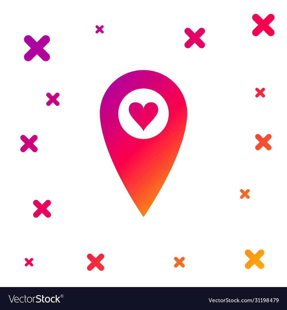 Color map pointer with heart icon isolated