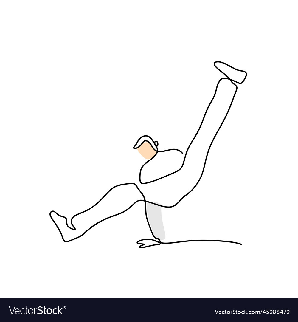 Continuous one single line of man doing break Vector Image Continuous one single line of man doing break