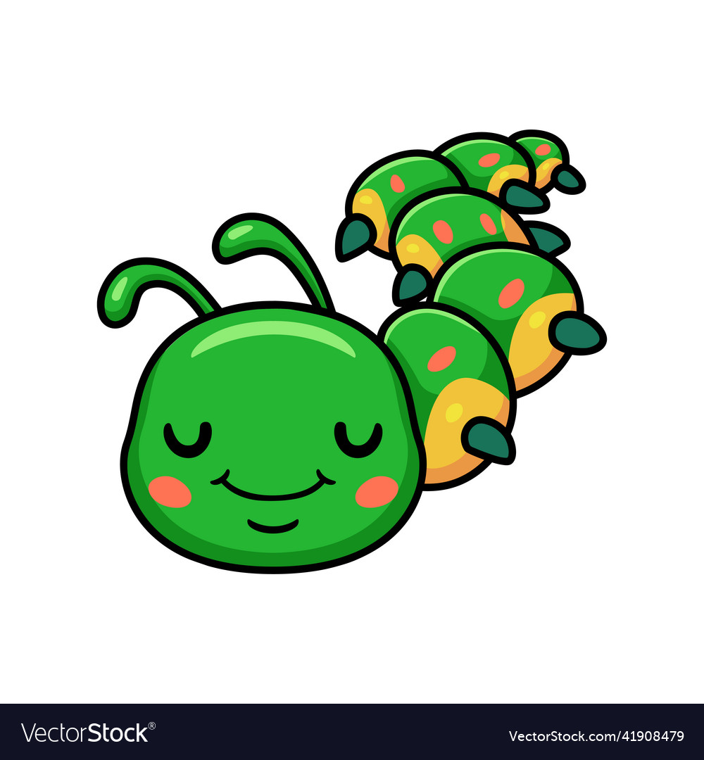 Cute little caterpillar cartoon sleeping