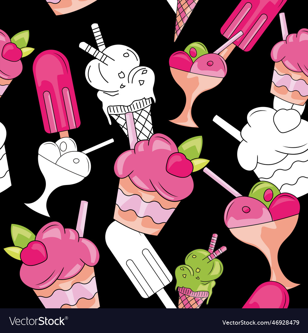 Cute seamless pattern with ice cream