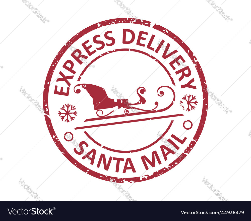 Express Delivery Santa Mail North Pole Post Stamp Vector Image