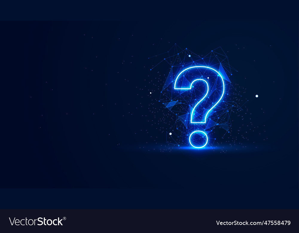 Futuristic glowing question mark with plexus
