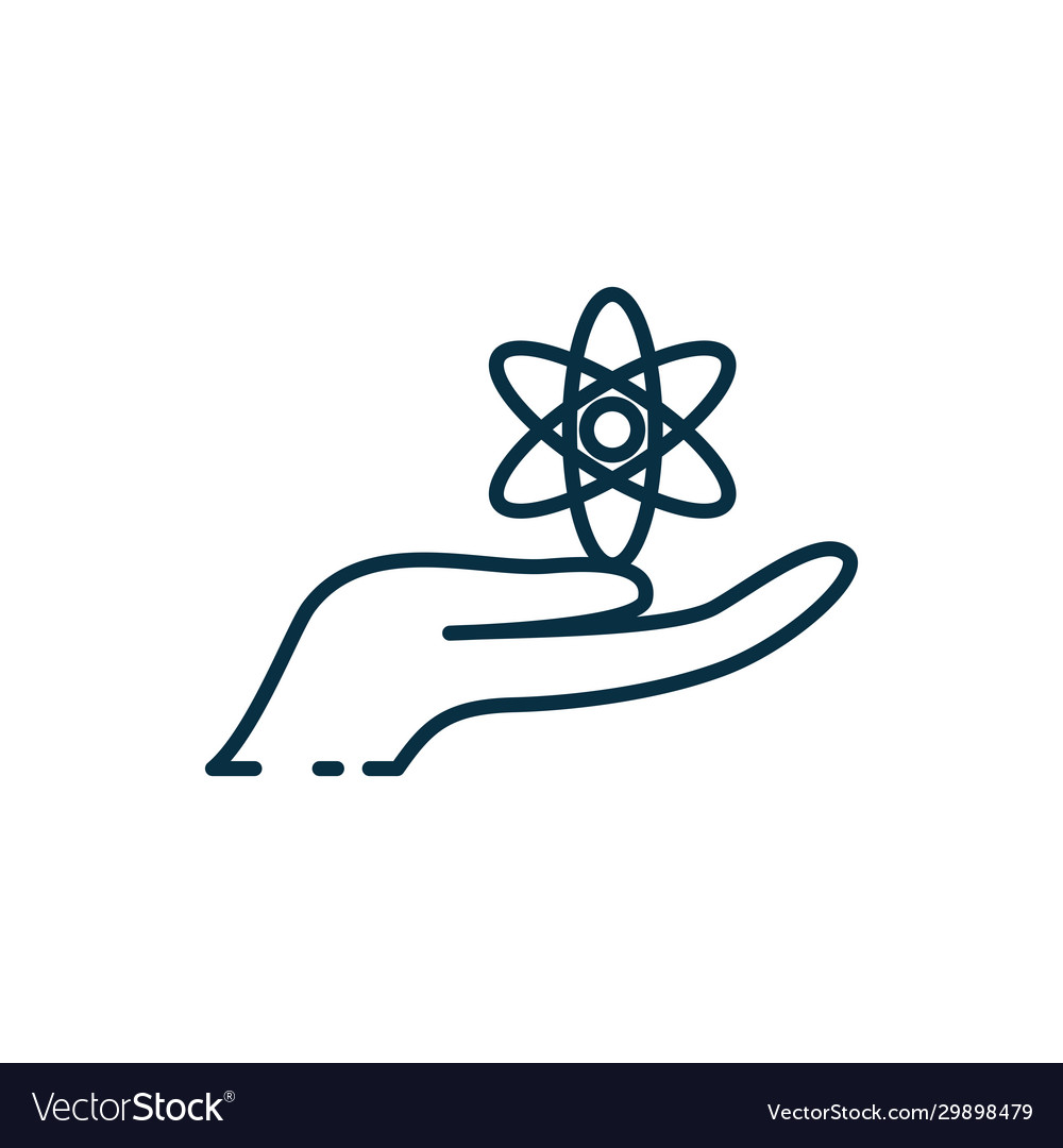 Isolated chemistry atom over hand line style icon