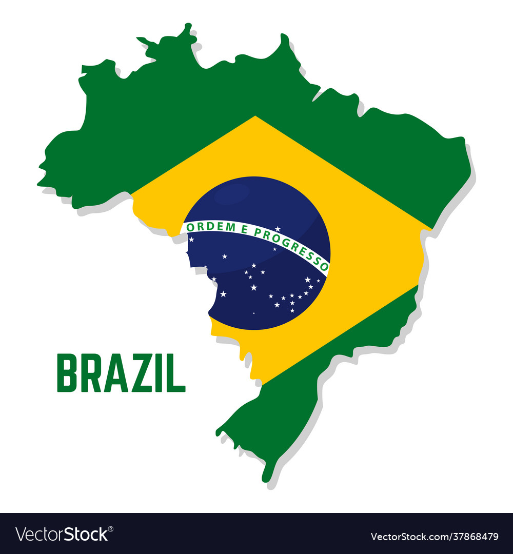 Isolated map with flag brazil