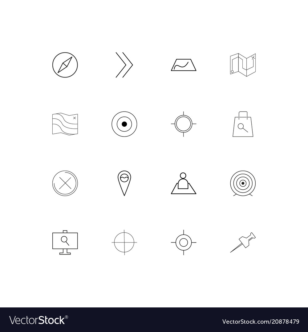 Maps and navigation linear thin icons set