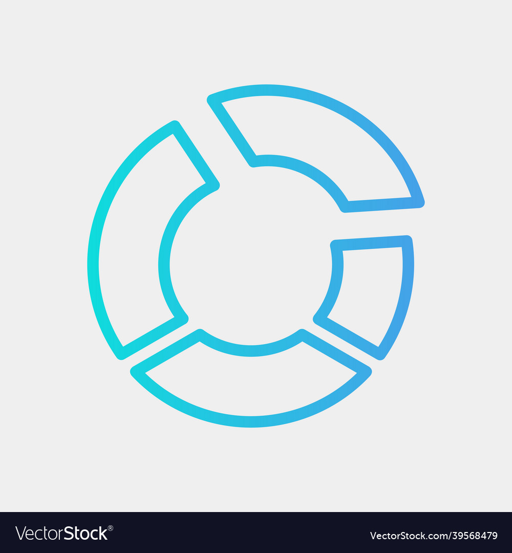 Pie chart icon in gradient style for any projects vector image Pie chart icon in gradient style for any projects