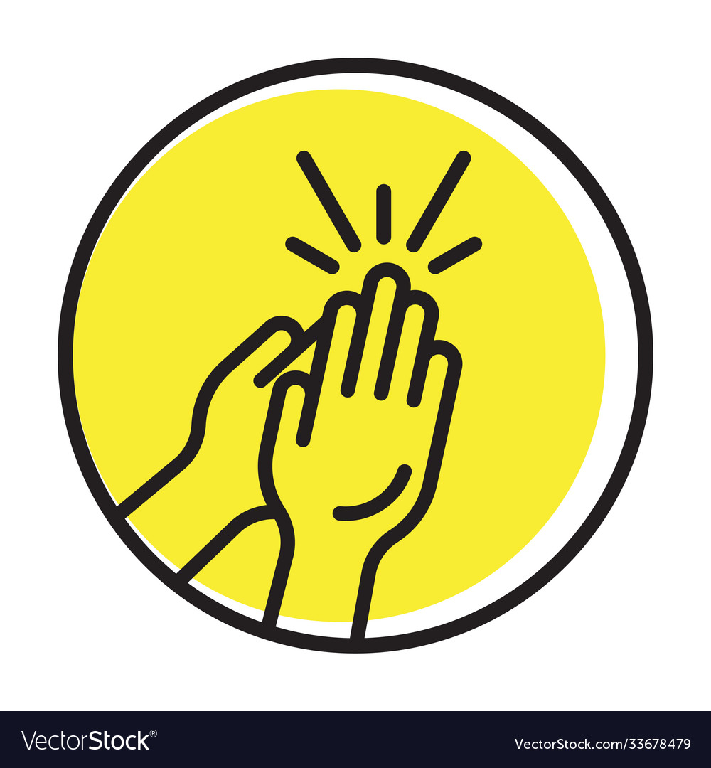 Rounded clapping hands flat icon for apps Vector Image