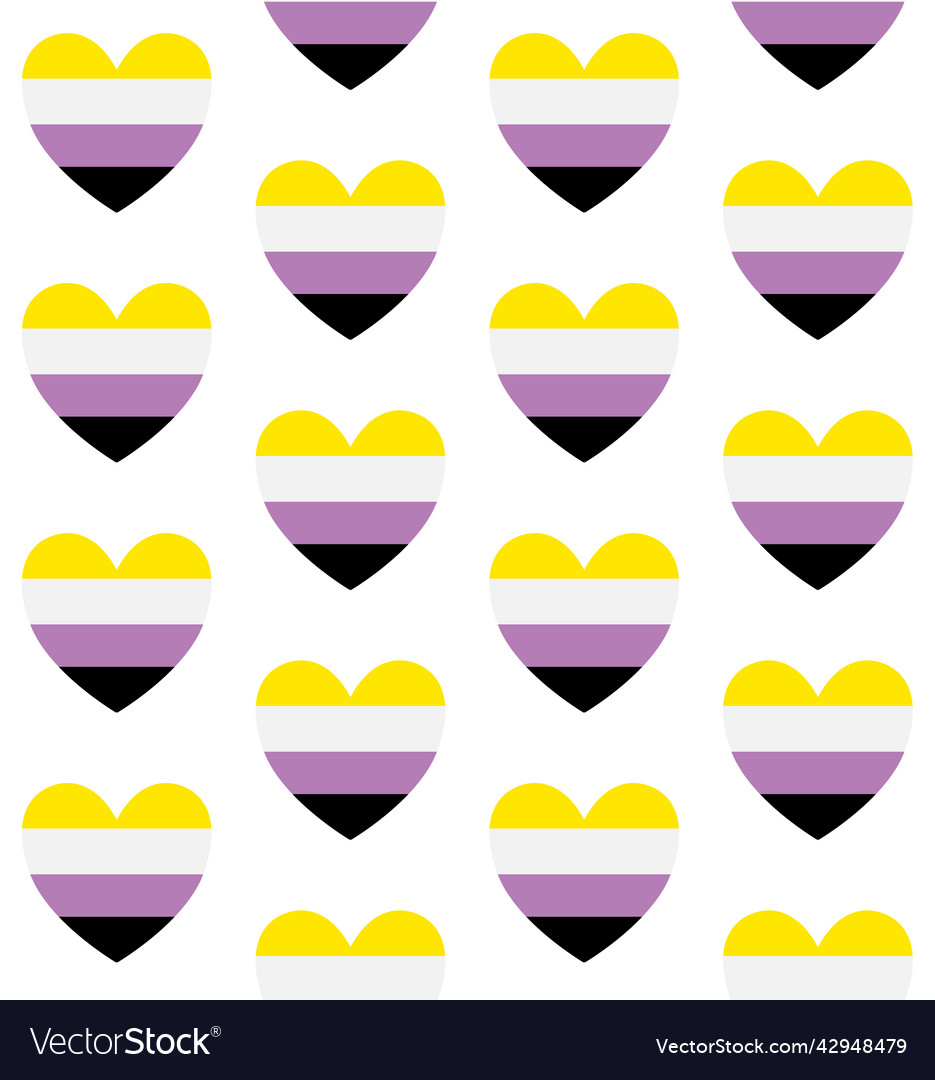 Seamless pattern of non binary flag heart vector image Seamless pattern of non binary flag heart