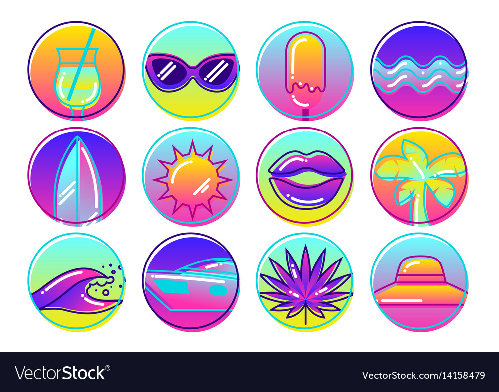 Set of stylized summer objects abstract