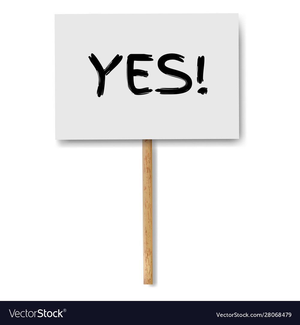 Sign banners with yes text on wood stick white Vector Image