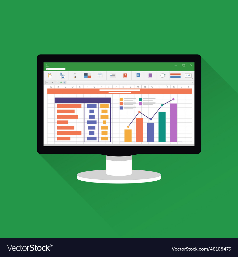 Spreadsheet Icon on Computer Screen