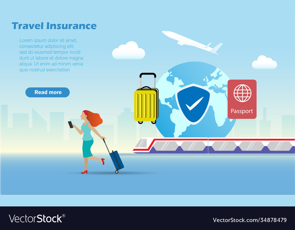 Tourist woman with travel insurance protection