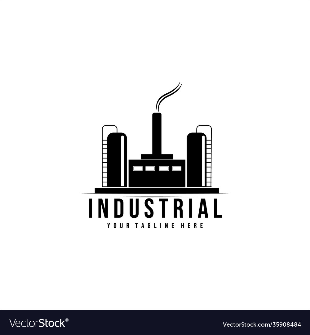 Industrial company logo vintage design Royalty Free Vector