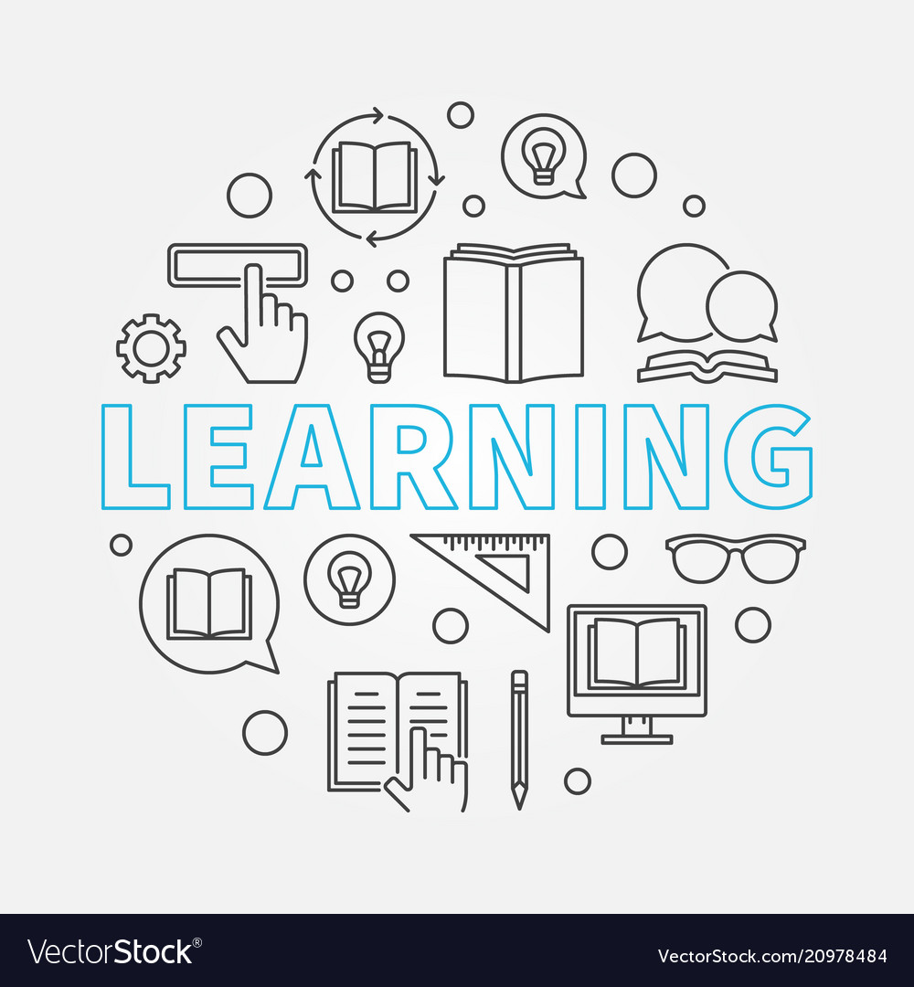 Learning round in thin line vector image Learning round in thin line