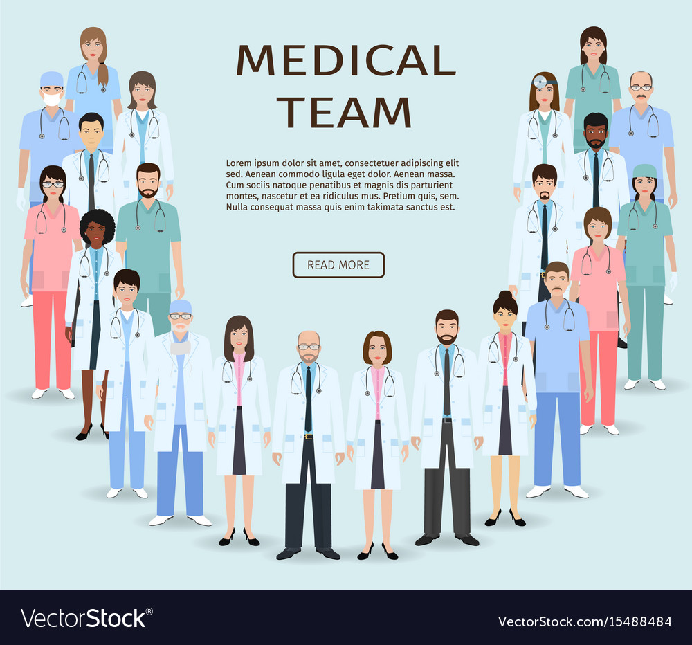 Medical Team Group Doctors And Nurses Standing Vector Image