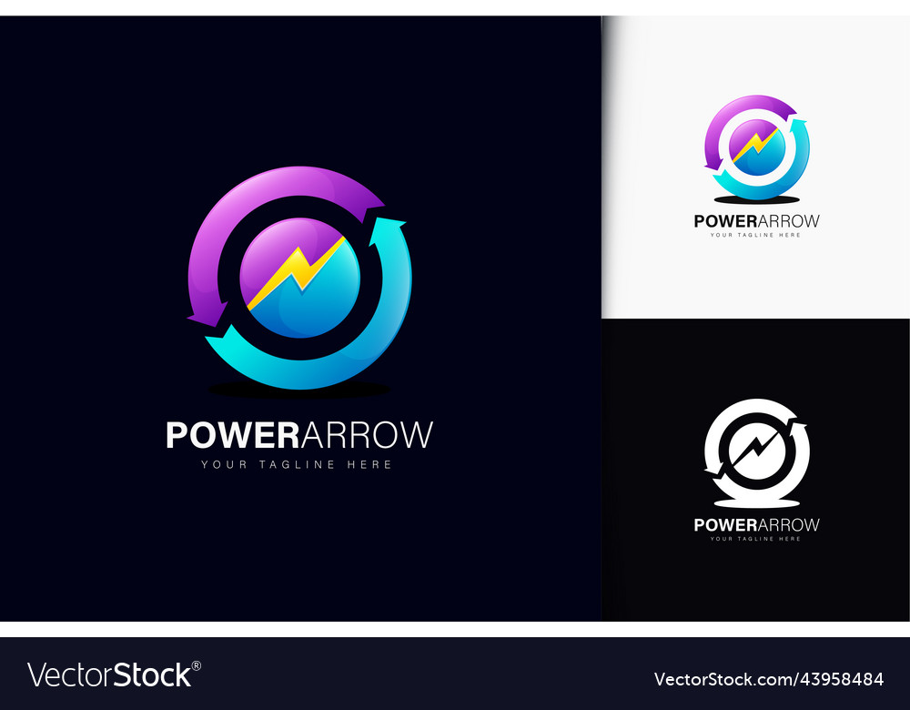 Power arrow logo design with gradient vector image Power arrow logo design with gradient