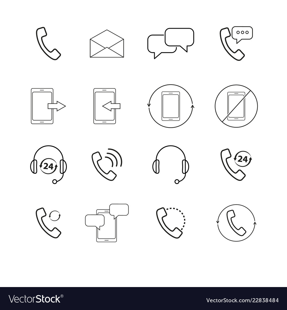 Set of support chat callback mail icons vector image Set of support chat callback mail icons