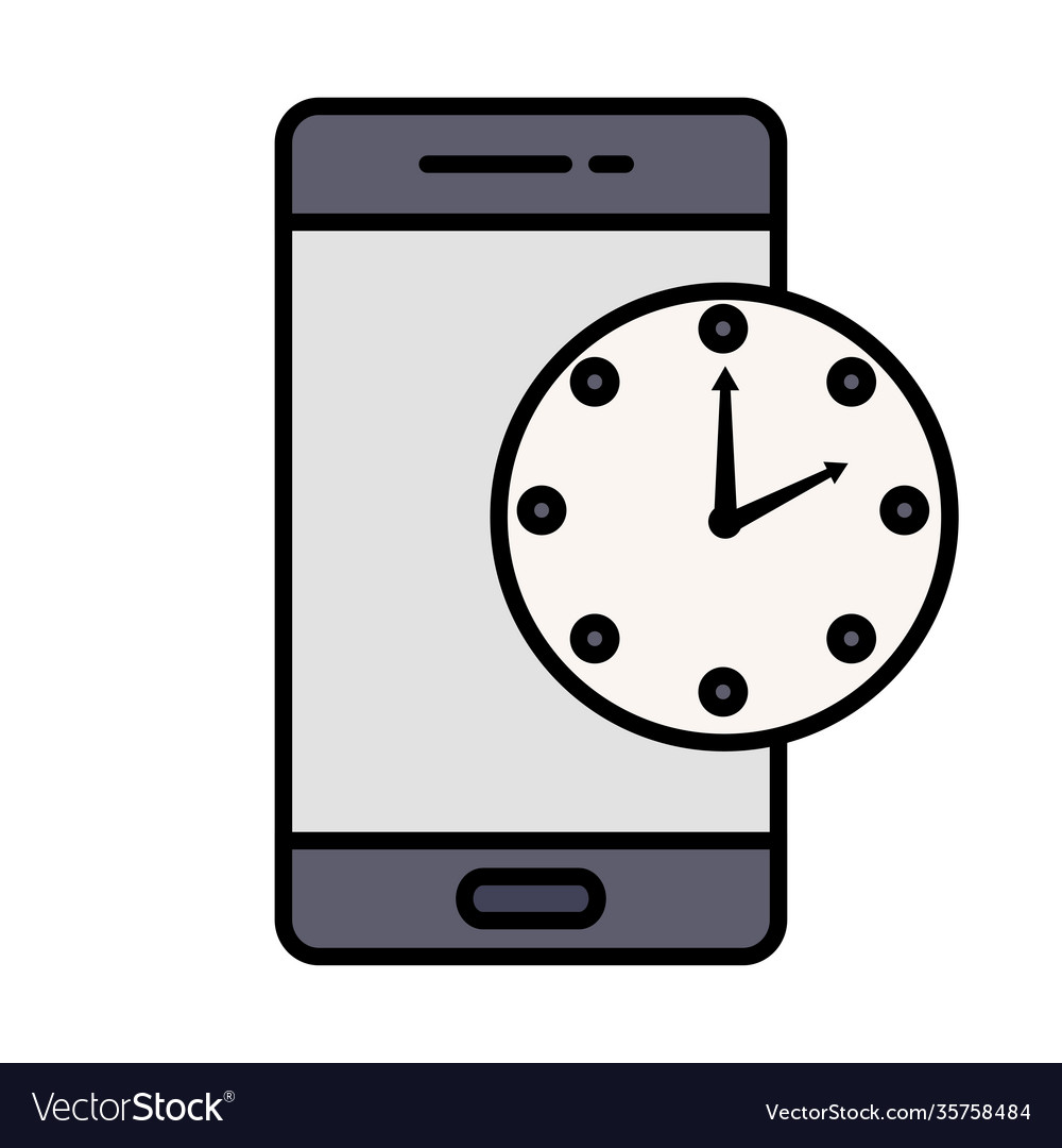 Time clock watch analog in smartphone style line