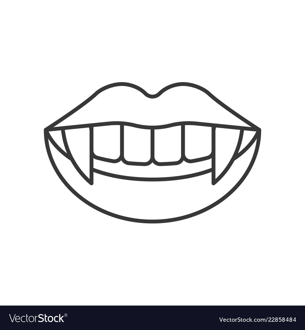 Vampire Teeth Halloween Related Hollow Outline Vector Image