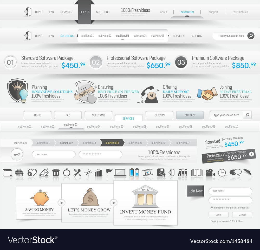 Web template navigation Royalty Free Vector Image