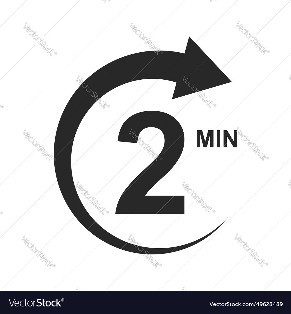 2 min countdown sign two minutes icon with circle vector image 2 min countdown sign two minutes icon with circle