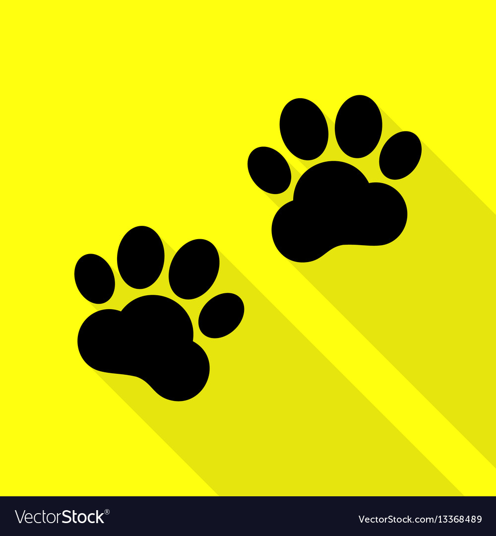 Animal tracks sign black icon with flat style
