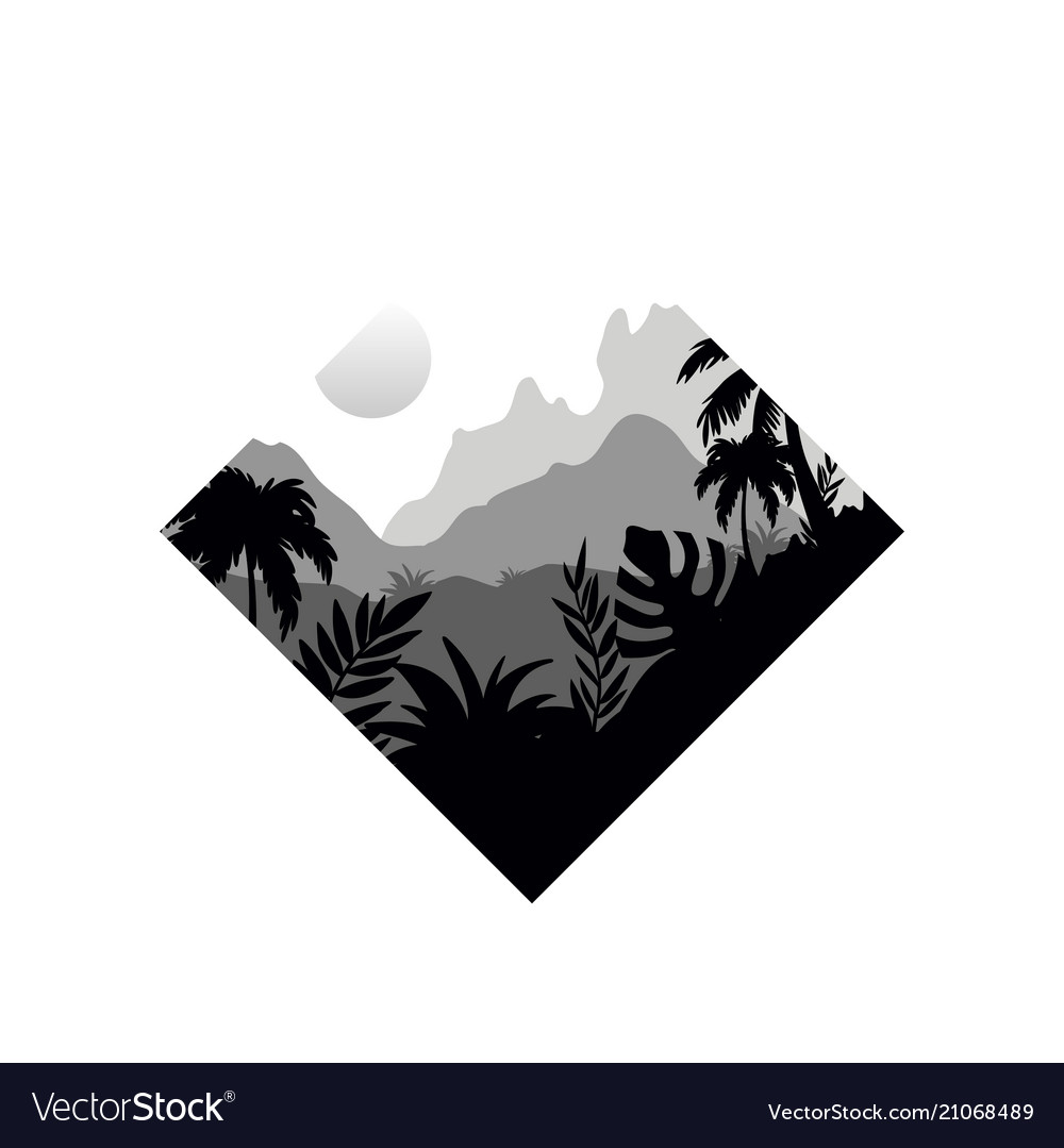 Beautiful Tropical Scenery With Rainforest And Vector Image 2642