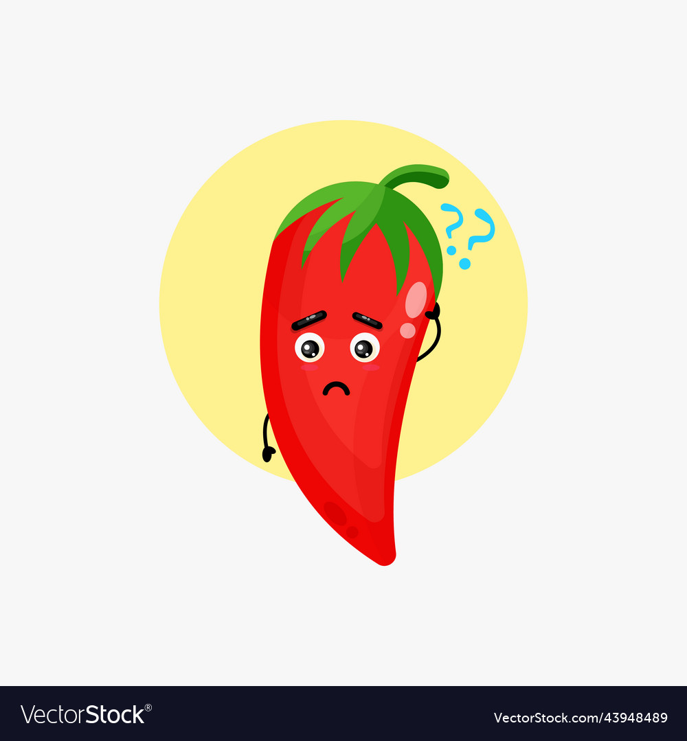 Cute chilli character confused Royalty Free Vector Image