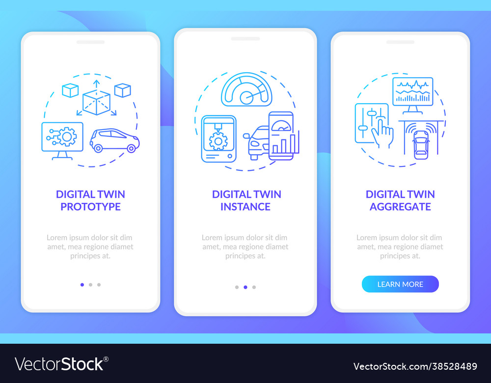 Digital twin types onboarding mobile app page