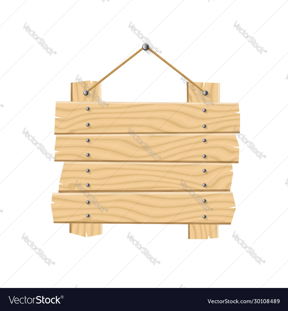 Hanging wooden planks sign board with rope Vector Image