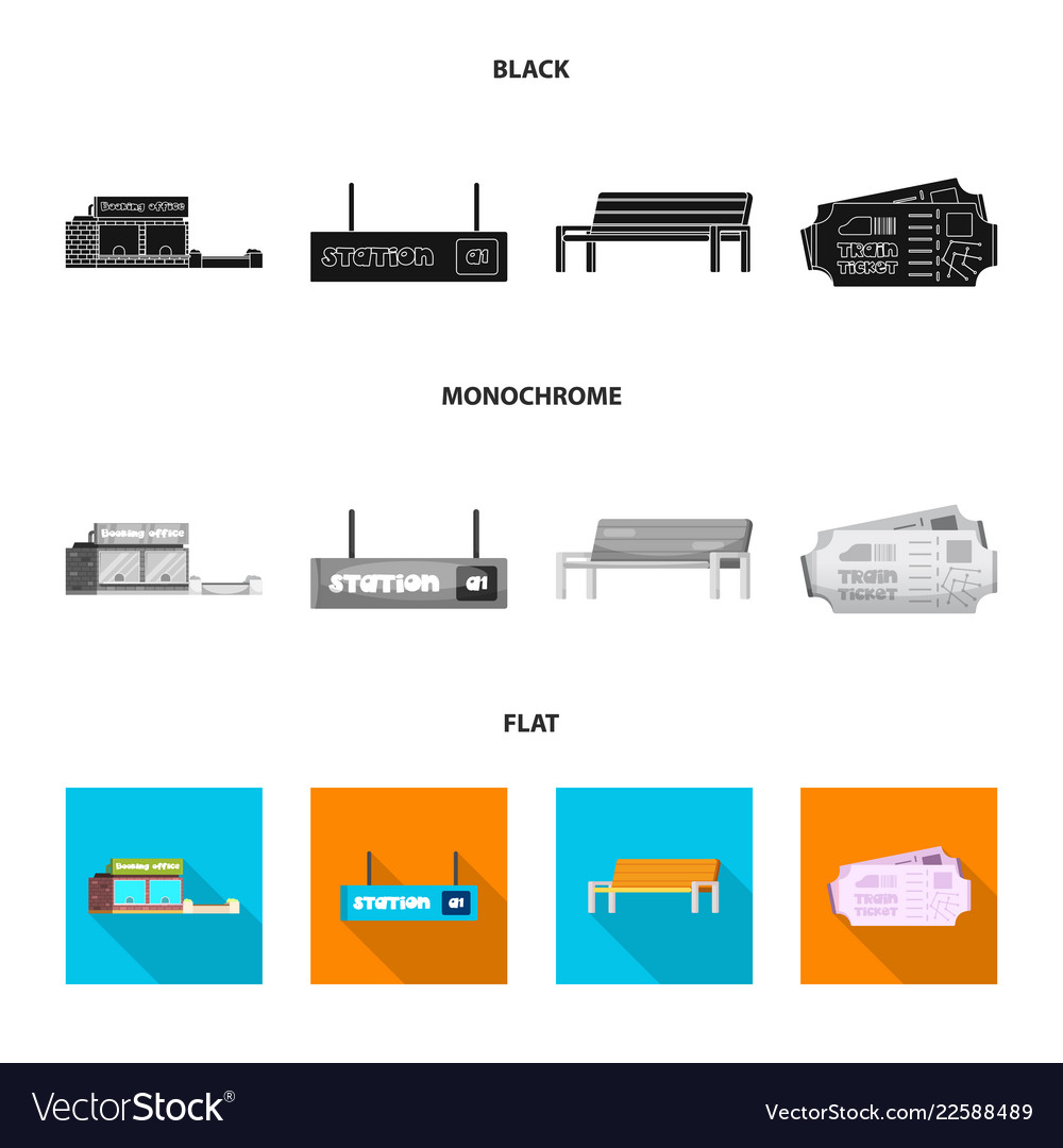 Isolated object of train and station logo set