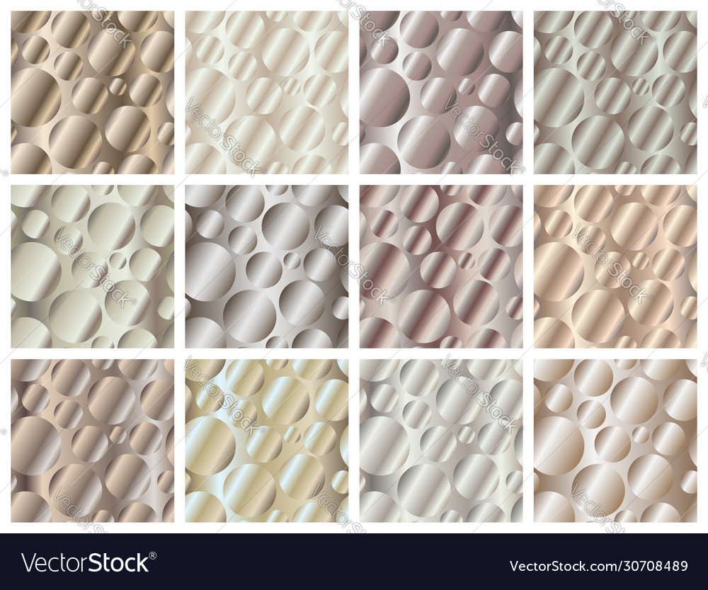 Metal gradient circles seamless patterns set