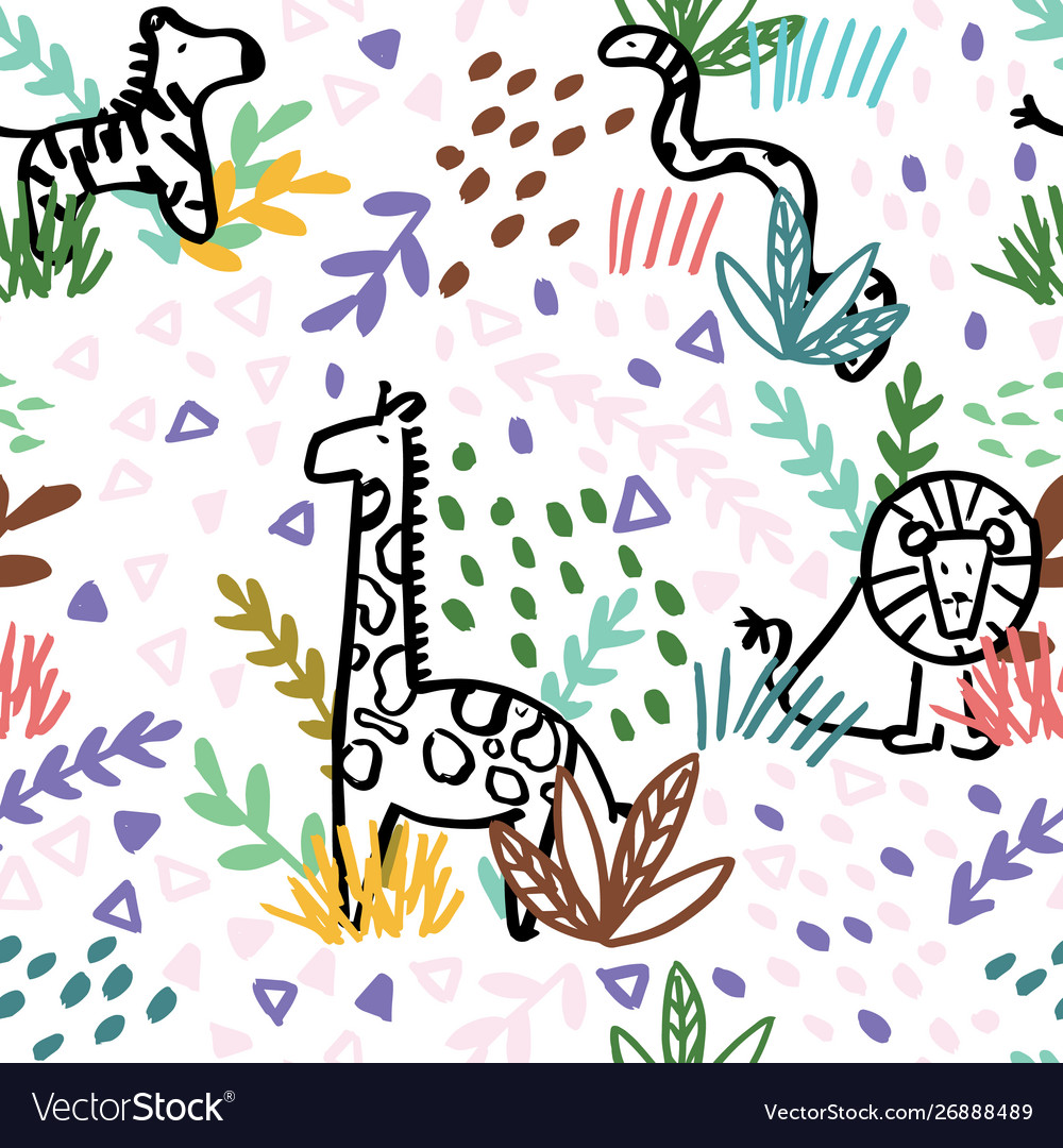 Safari seamless repeat pattern design vector image Safari seamless repeat pattern design