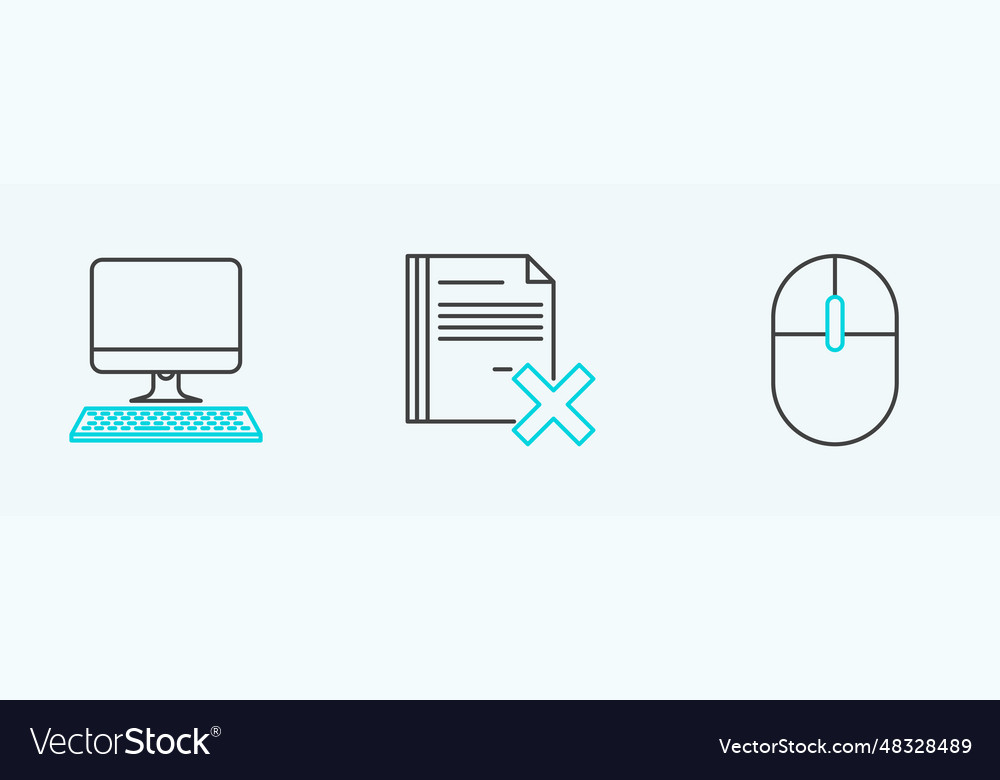 Set line computer mouse monitor with keyboard vector image Set line computer mouse monitor with keyboard