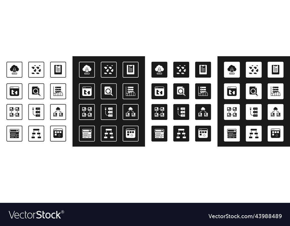 Set server data report search concept with folder vector image Set server data report search concept with folder
