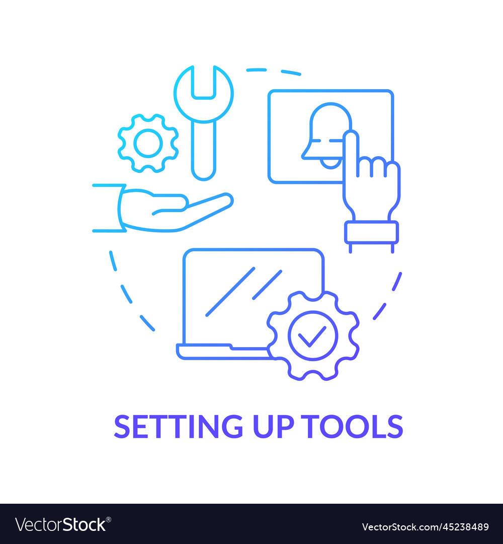 Setting up tools blue gradient concept icon
