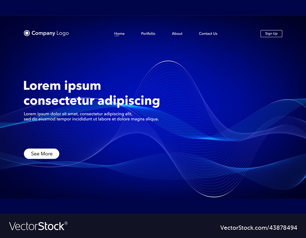 Abstract background website landing page template vector image Abstract background website landing page template
