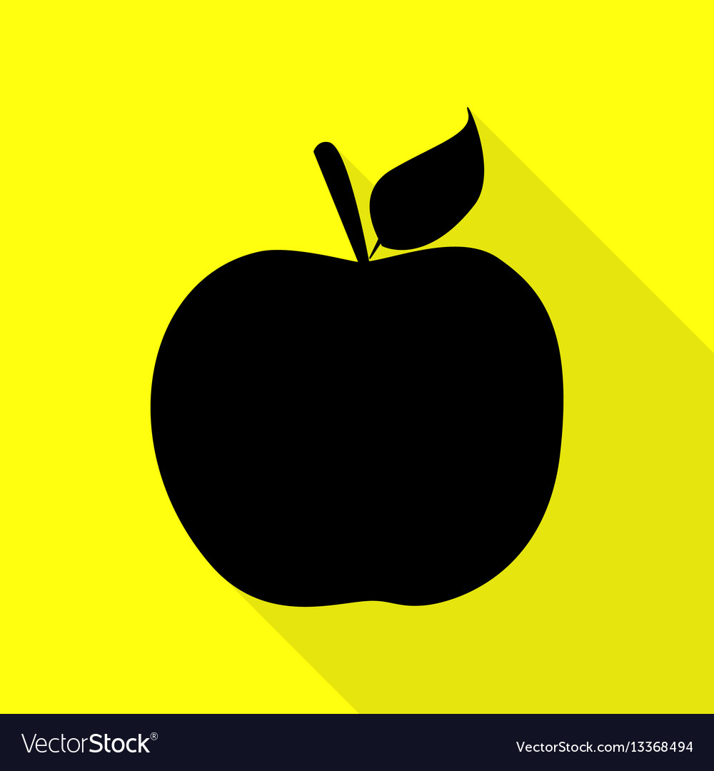 Apple sign black icon with flat Royalty Free Vector Image