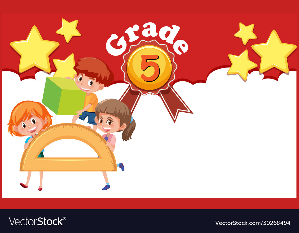 Background design template for grade 5 with three vector image Background design template for grade 5 with three