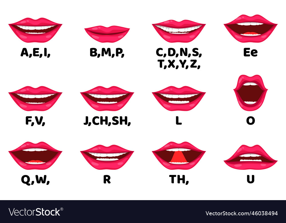 Cartoon female character mouth