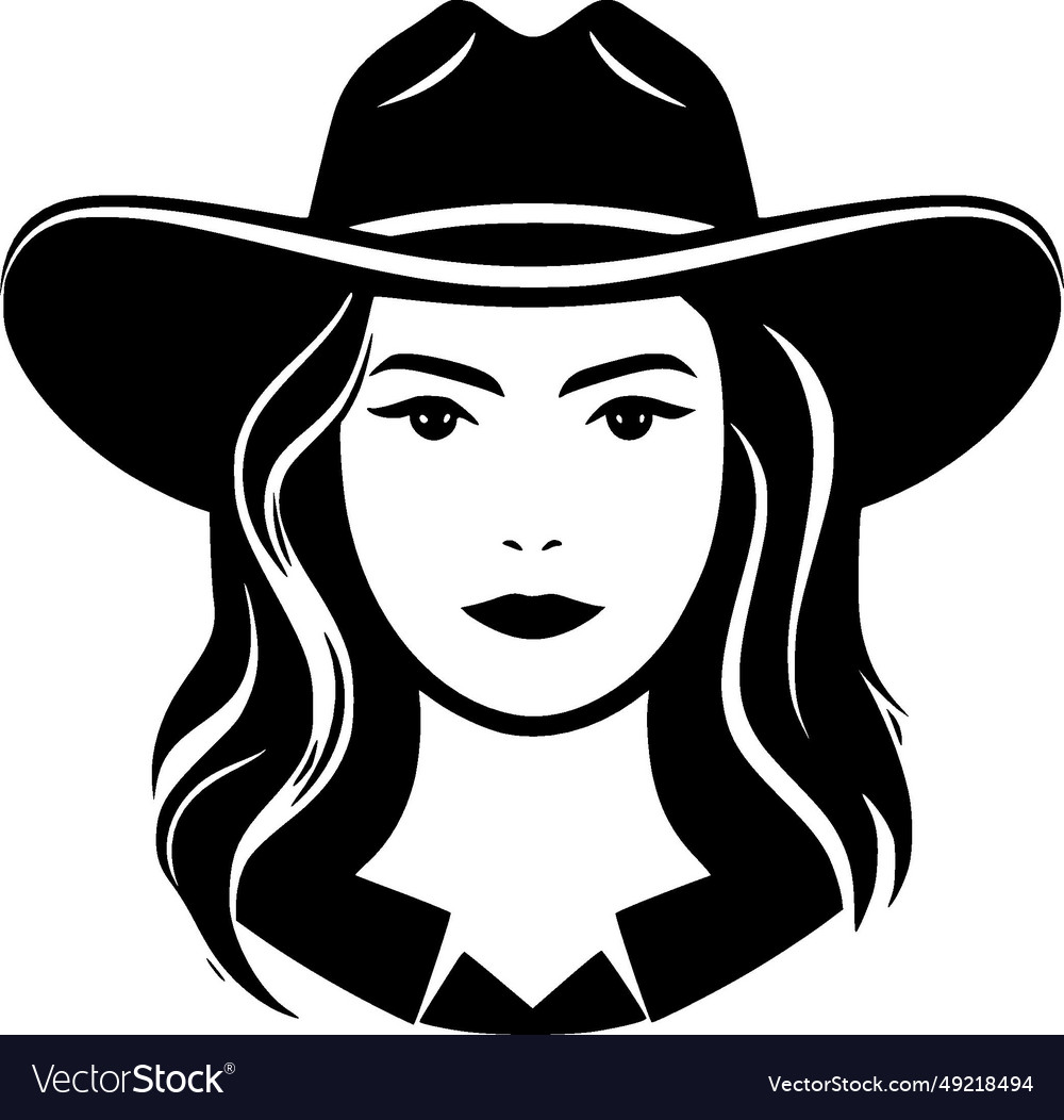 Cowgirl - black and white Royalty Free Vector Image