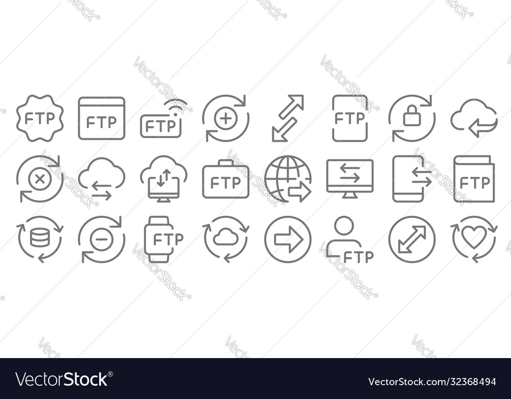 Data transfer line icons linear set quality vector image Data transfer line icons linear set quality