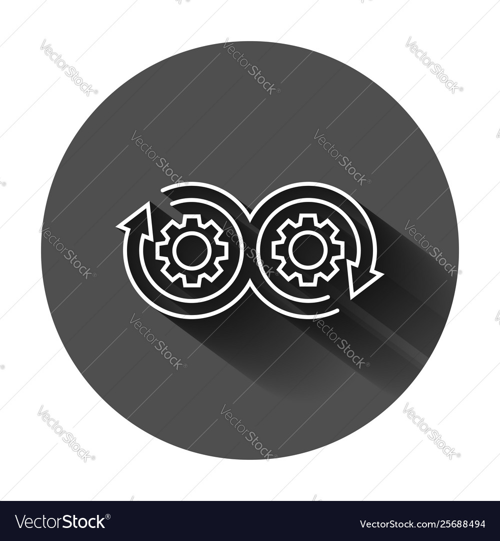 Development icon in flat style devops on black vector image Development icon in flat style devops on black